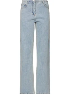 Jeans dritti vita media in denim