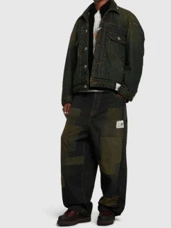 Jeans larghi in denim patchwork