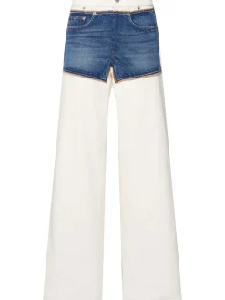 Jeans larghi Petit Grand in cotone trompe l'oeil