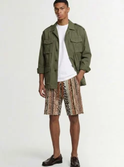 Knitted cotton blend shorts