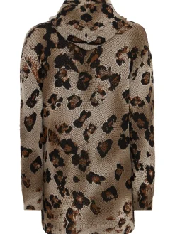 Knitted cotton blend zip-up hoodie