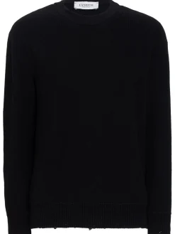 Knitted cotton crewneck sweater