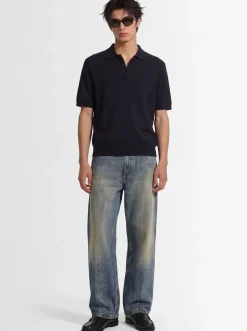 Knitted cotton polo shirt