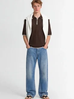 Knitted cotton polo shirt
