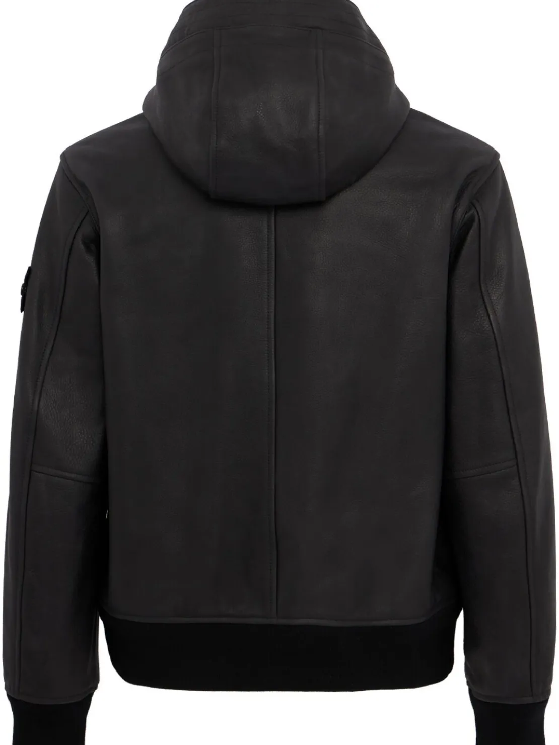 Leather zip-up hooded jacket