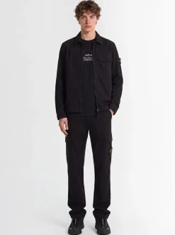 Logo cotton zip-up shirt jacket
