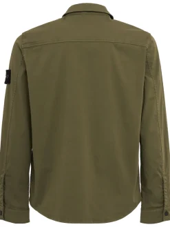 Logo cotton zip-up shirt jacket
