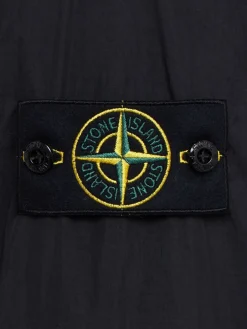 Logo patch nylon zip-up hooded jacket