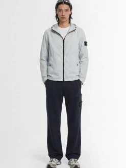 Logo patch nylon zip-up hooded jacket