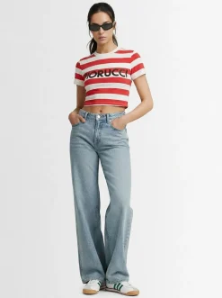Logo striped crop baby t-shirt