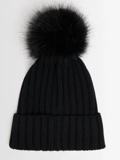 Logo virgin wool pom pom beanie