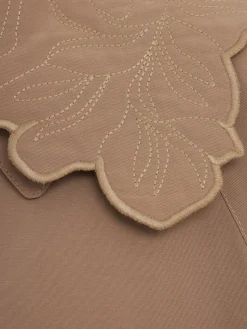 Long trench coat w/ embroidered collar