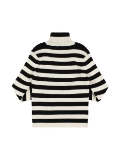 Maglia collo alto in lana e cotone a righe