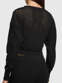 Maglia cropped in misto cotone