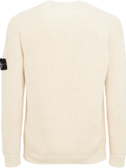 Maglia girocollo in cotone punto popcorn