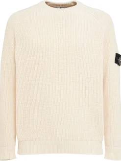 Maglia girocollo in cotone punto popcorn