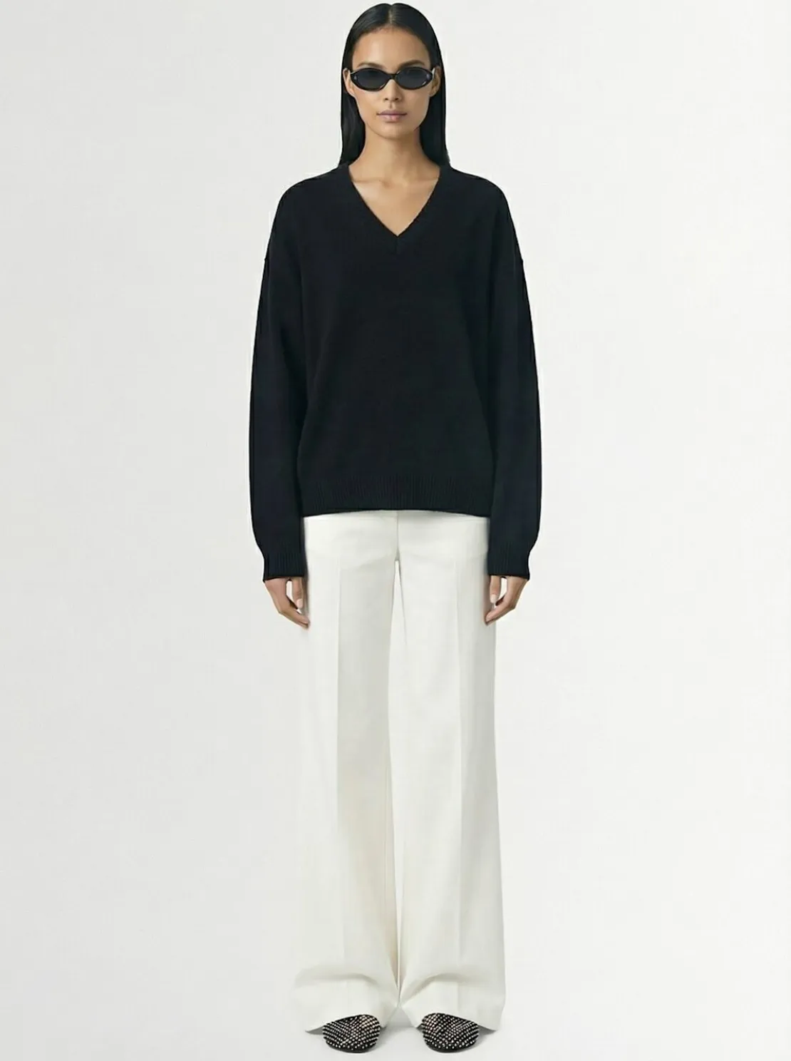 Maglia Zefiro in eco-cashmere con scollo a V