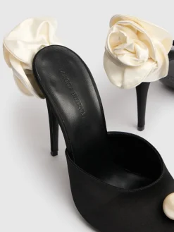 Mules Flower in raso 110mm