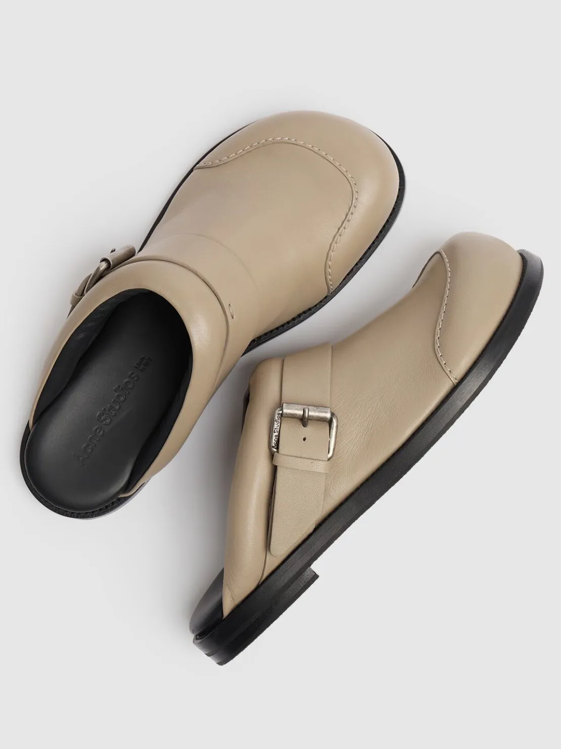 Mules in pelle con fibbie 20mm