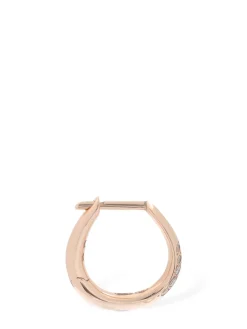 Orecchino singolo in oro rosa con diamanti 9kt
