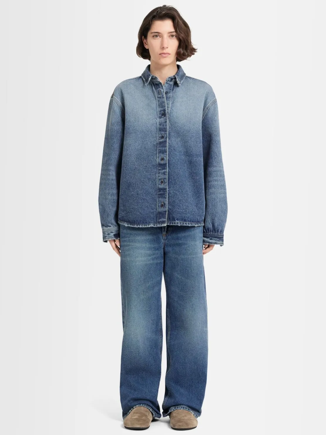 Overshirt Luce in denim stonewash