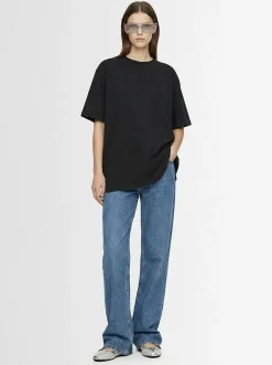 Oversized jersey t-shirt w/shaped slit