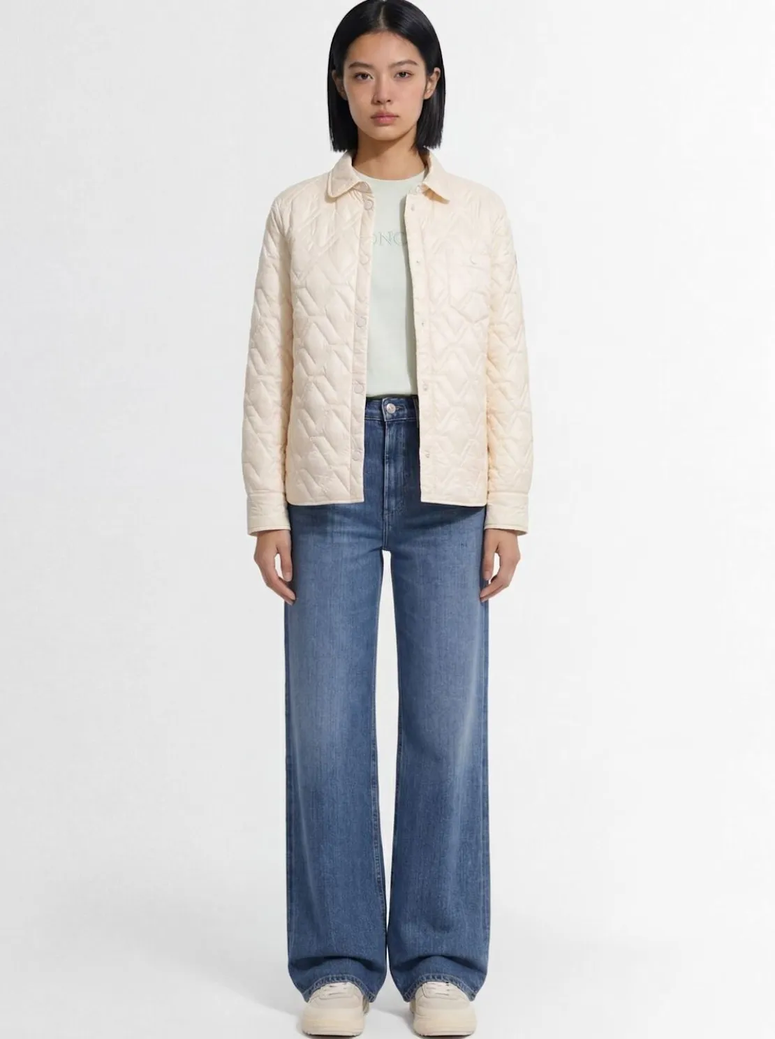 Padded diamond quilted shirt jacket