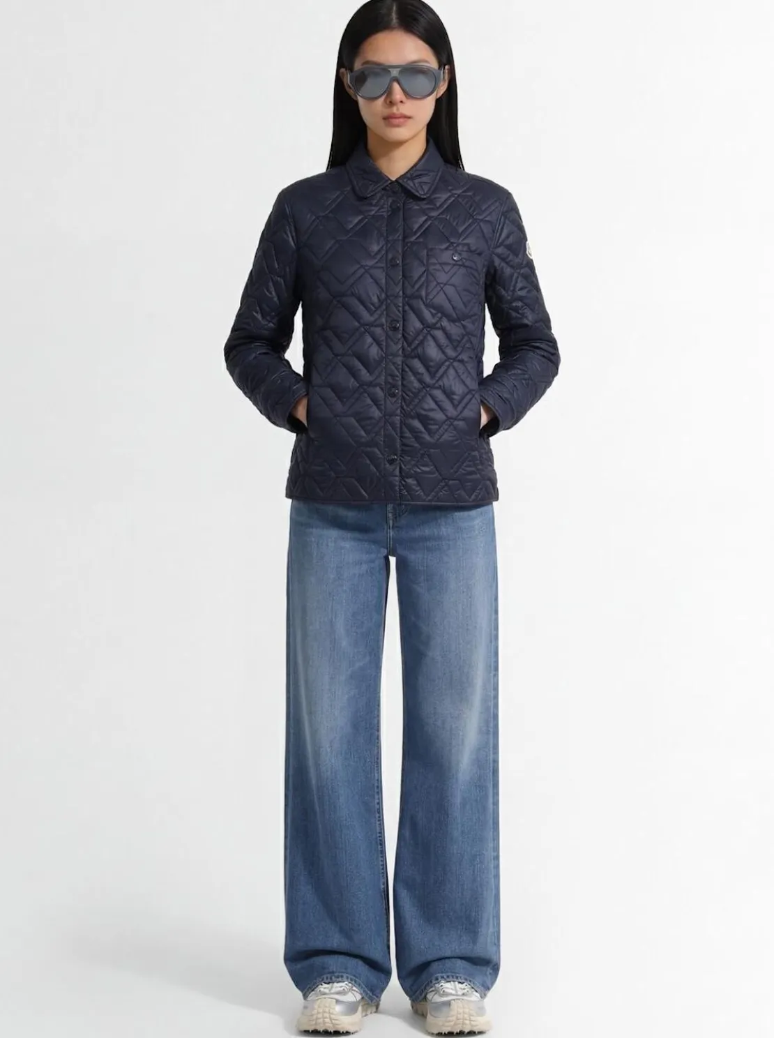 Padded diamond quilted shirt jacket
