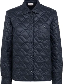 Padded diamond quilted shirt jacket