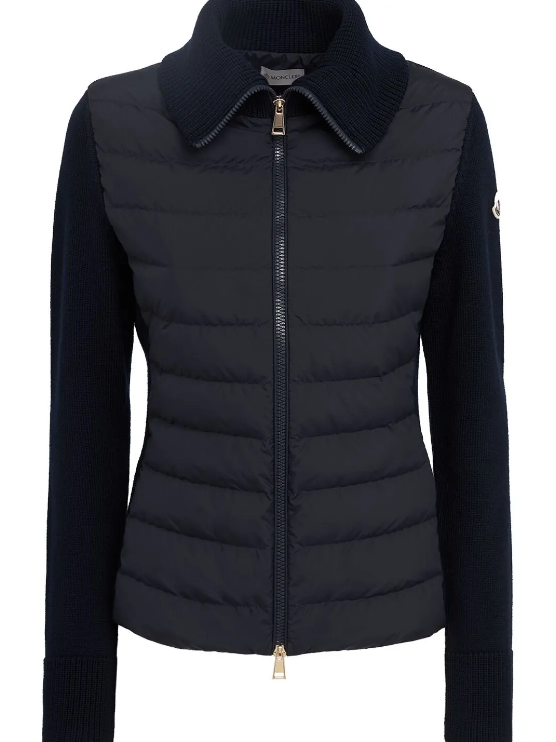 Padded wool zip-up cardigan jacket
