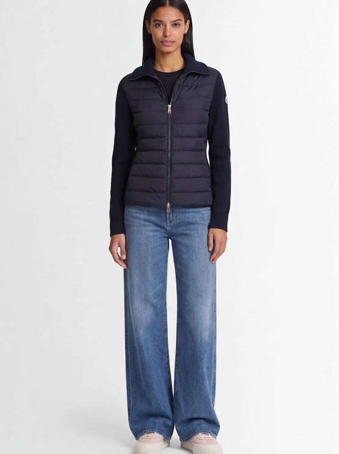Padded wool zip-up cardigan jacket