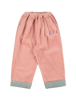 Pantaloni ampi color block a costine