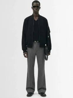 Pantaloni bootcut relaxed fit Leek in misto lana