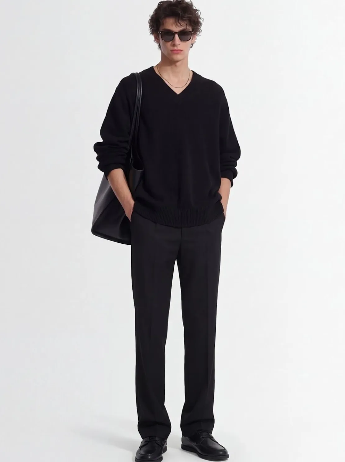 Pantaloni chino ampi in twill di lana