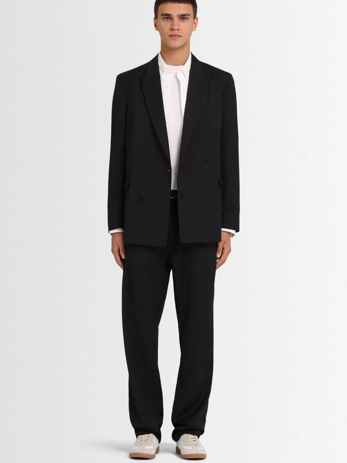 Pantaloni chino ampi in twill di lana