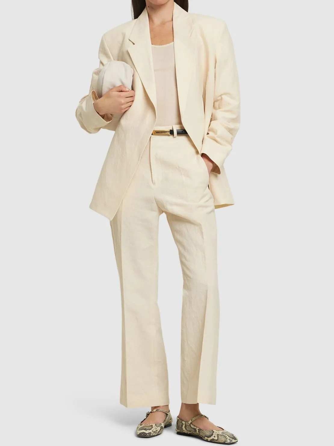 Pantaloni cropped Credo in lino e cotone