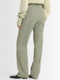 Pantaloni dritti in misto lana check