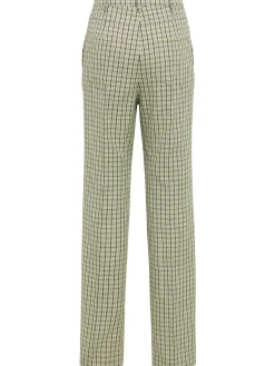 Pantaloni dritti in misto lana check