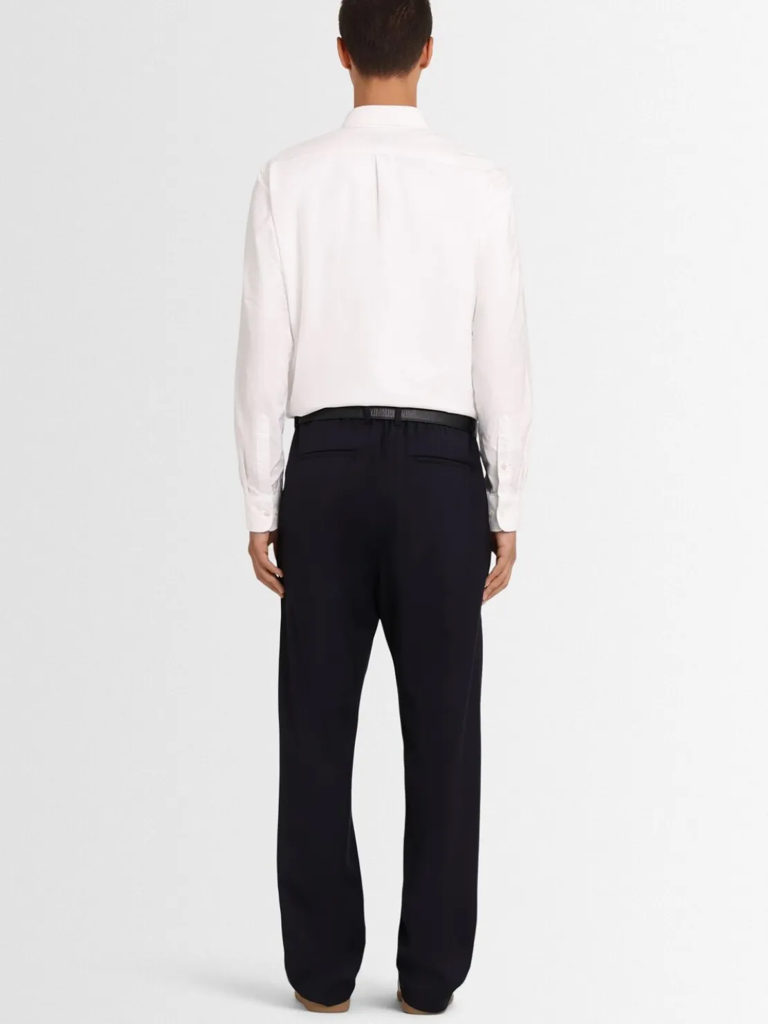 Pantaloni dritti in twill di lana con pinces