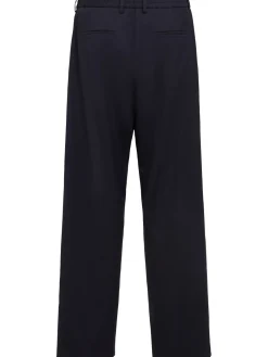 Pantaloni dritti in twill di lana con pinces