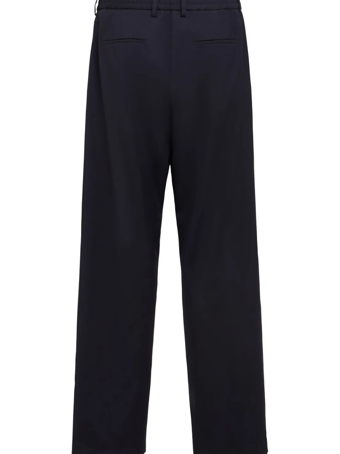Pantaloni dritti in twill di lana con pinces