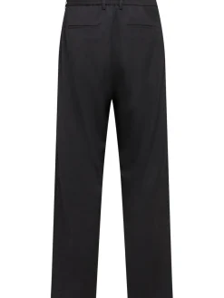 Pantaloni dritti in twill di lana con pinces