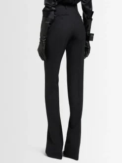 Pantaloni dritti in twill di misto lana vergine