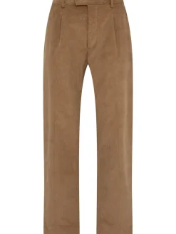 Pantaloni gamba dritta in misto cotone a costine
