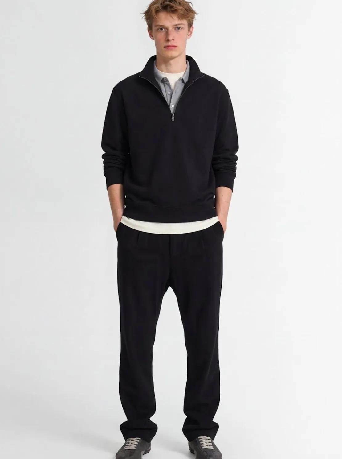 Pantaloni gamba dritta in misto cotone a costine