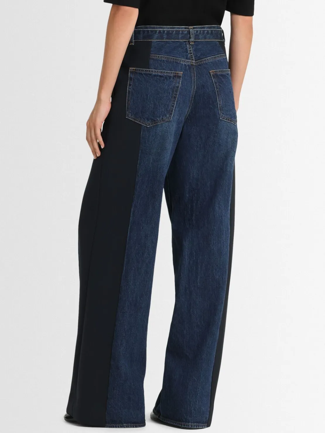Pantaloni in denim e tessuto