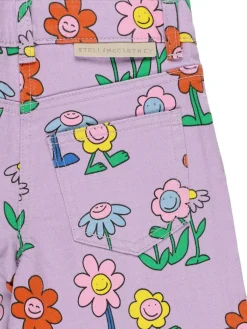 Pantaloni in gabardina di cotone con stampa
