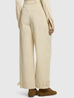 Pantaloni in misto cotone con doppia cintura