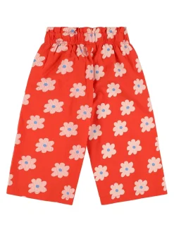 Pantaloni larghi in cotone stampa Flower