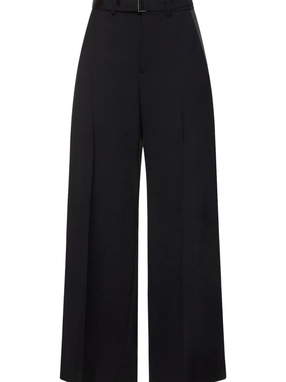 Pantaloni larghi in gabardina con cintura